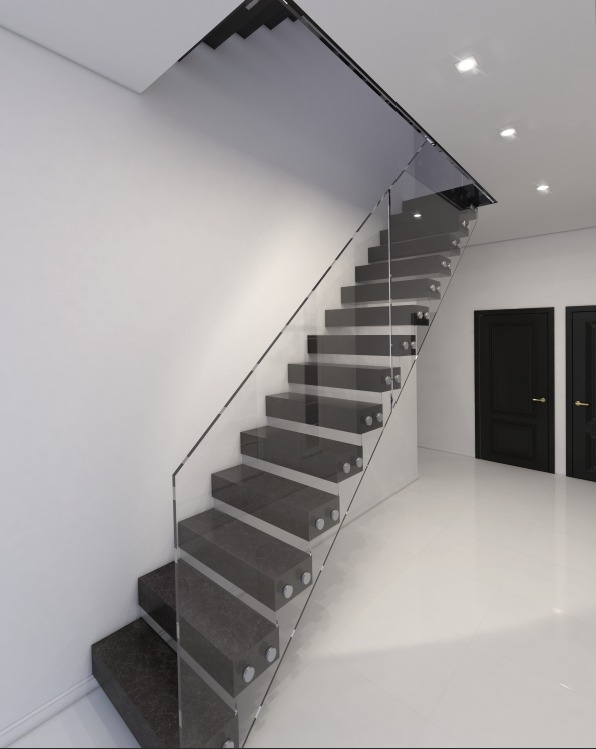 Bespoke floating staircase with Glass balustrade
