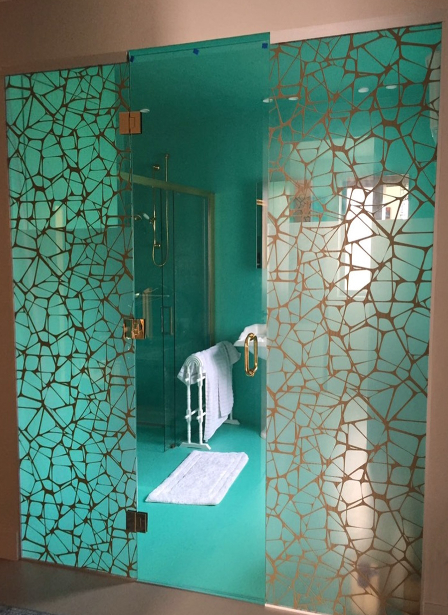 custom printed glass shower doors