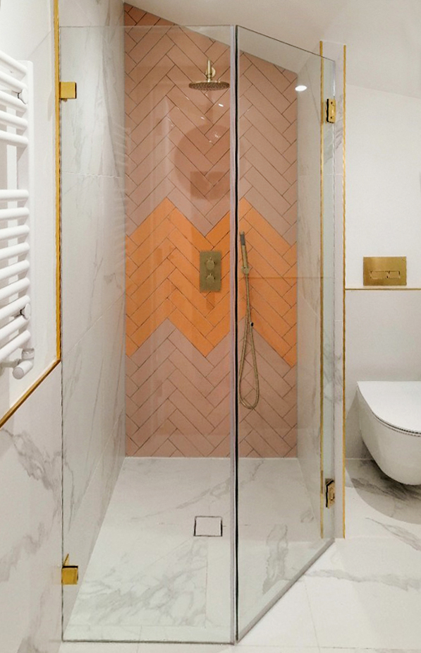 Custom shaped shower enclosure