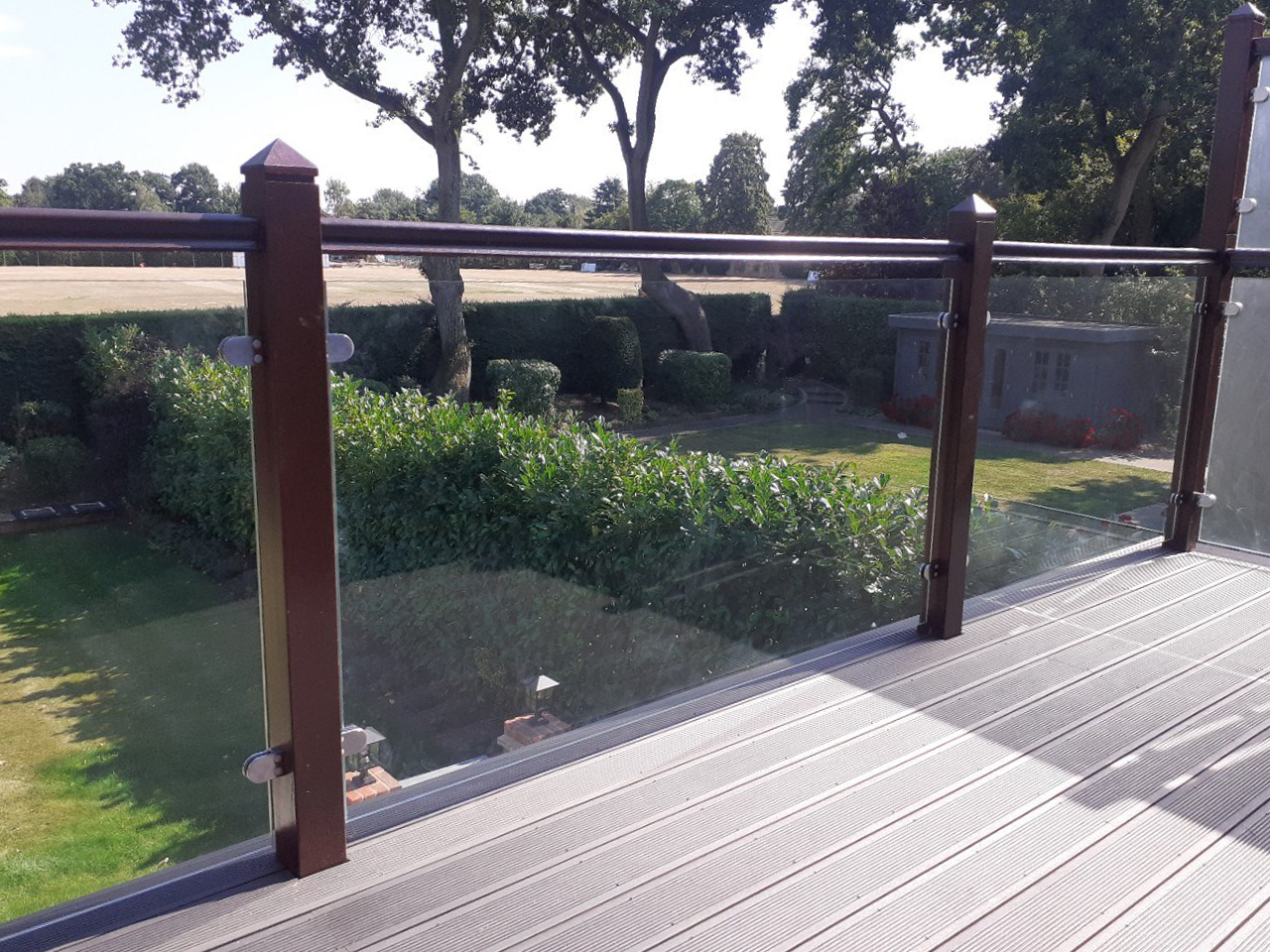 Glass balustrades with wooden posts