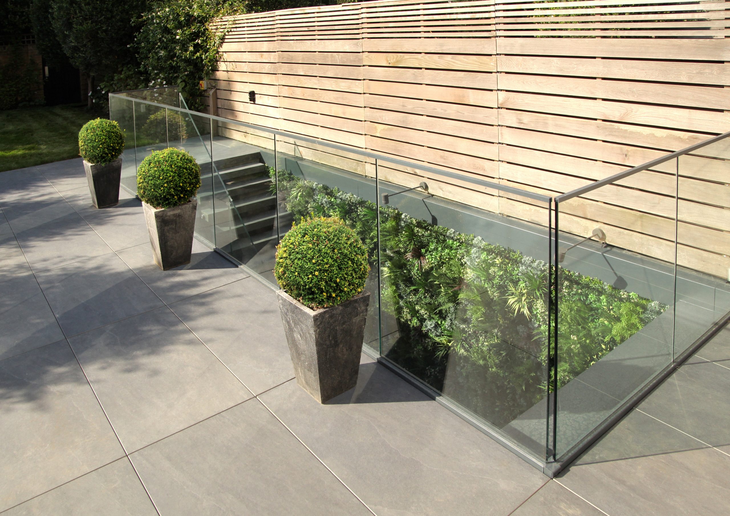 Outdoor glass balustrades