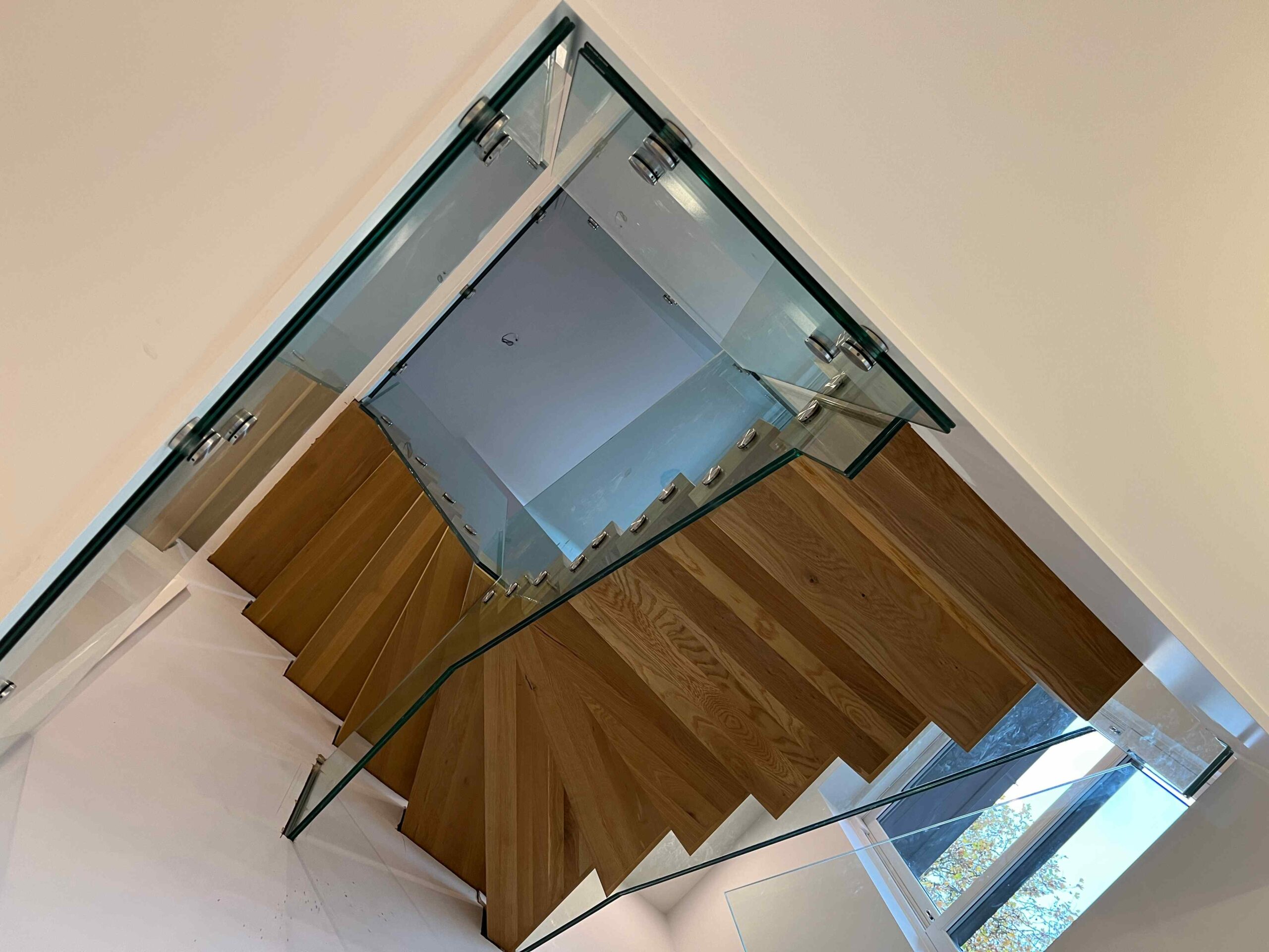 Bottom view of floating staircase
